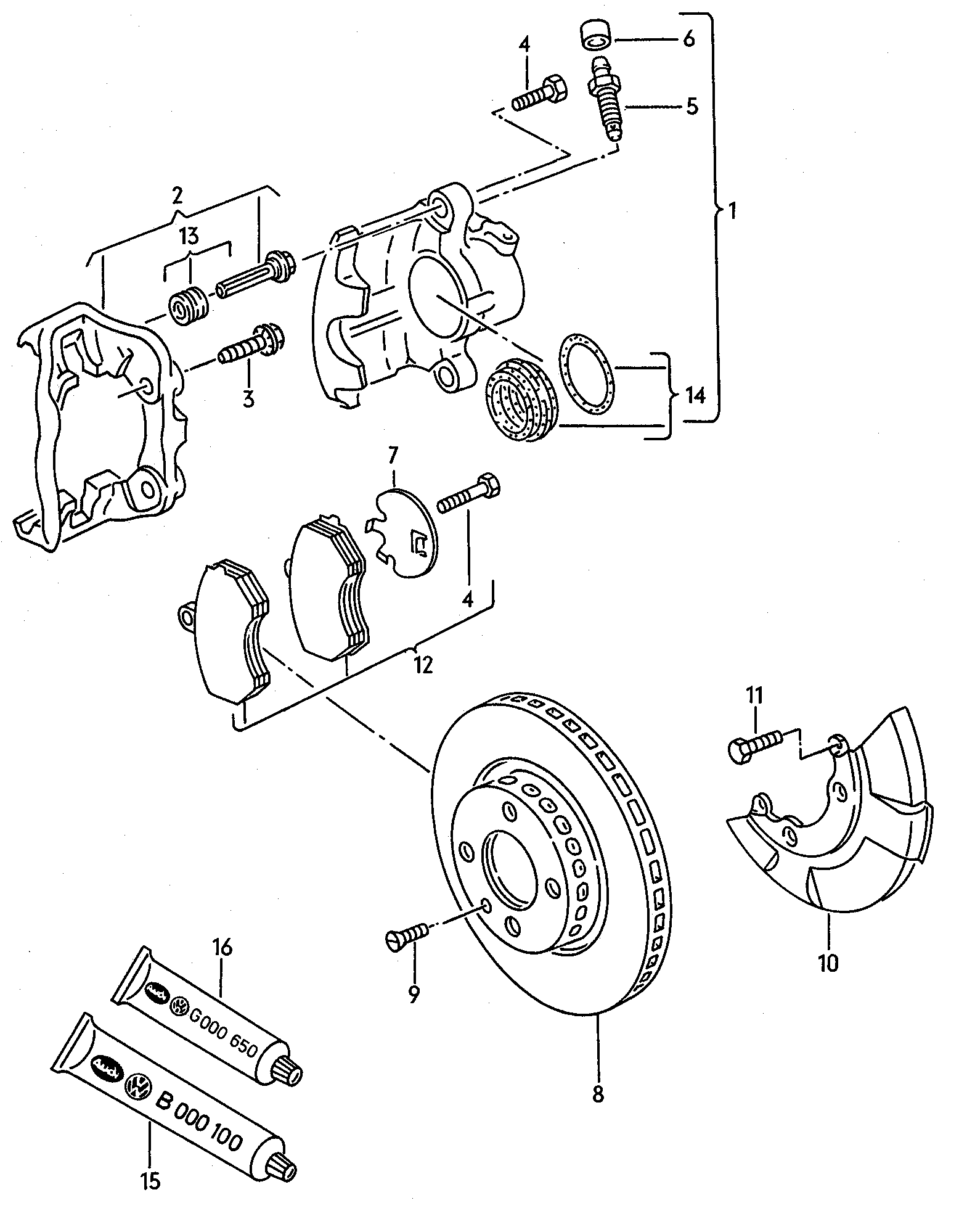 AUDI 357698480AX - 1 set: brake caliper housing adetalas.lv